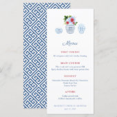 Menu Élégant aquarelle mariage rouge blanc bleu Shower (Devant / Derrière)