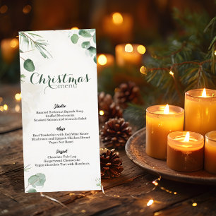 Menu Elégant Aquarelle Pine Noël