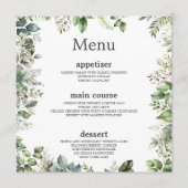 Menu Elégant Aquarelle Vert Feuille Mariage Carré (Devant)