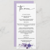 Menu Elegant Argent et Mariage violet (Devant / Derrière)