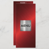 Menu Élégant Argent Rouge Noir Menue Chic (Devant / Derrière)