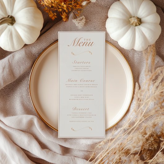 Menu Élégant automne Botanique ivoire & Mariage en terr