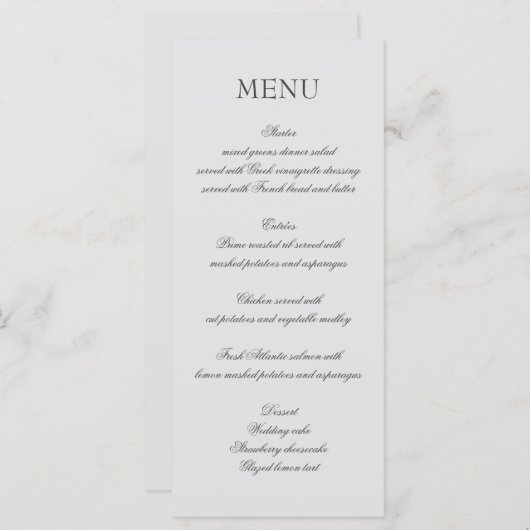 Menu élégant avec texte script (Devant / Derrière)