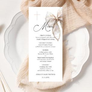 Menu Élégant Baptême Baby Shower avec Nœud