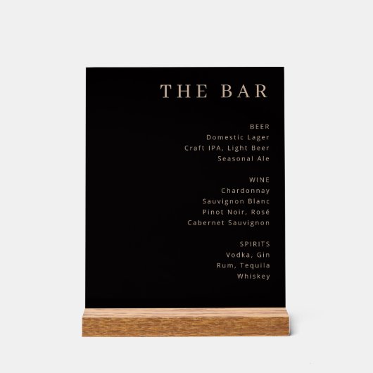 Menu élégant barre serif noir or (Recto)
