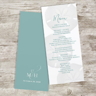 Menu Elegant Beach Waterverf Sand Dollar Weddensch