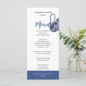 Menu Élégant Beau Bleu Boho Cygne Aquarelle (Debout devant)
