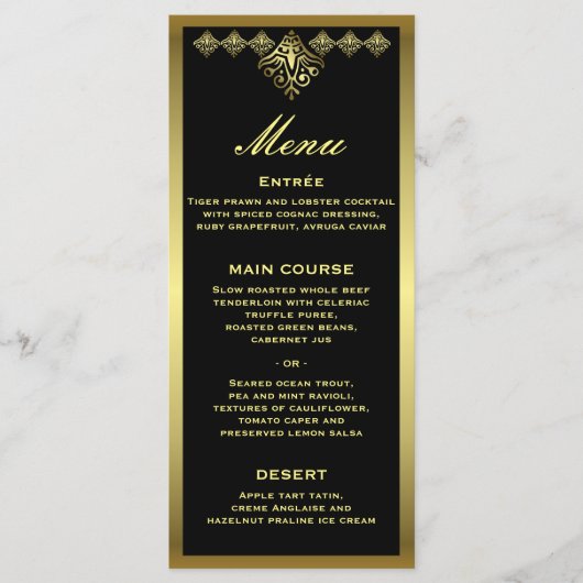 Menu Elegant Black and Gold Wedding Reception (Voorkant)
