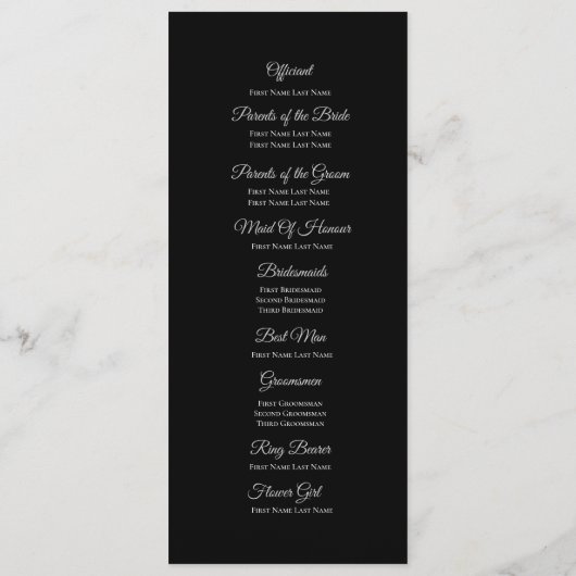 Menu Elegant black and white Gothic Wedding Program (Dos)