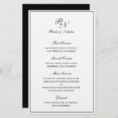 Menu Elegant Black and White Monogram Wedding (Voorkant / Achterkant)