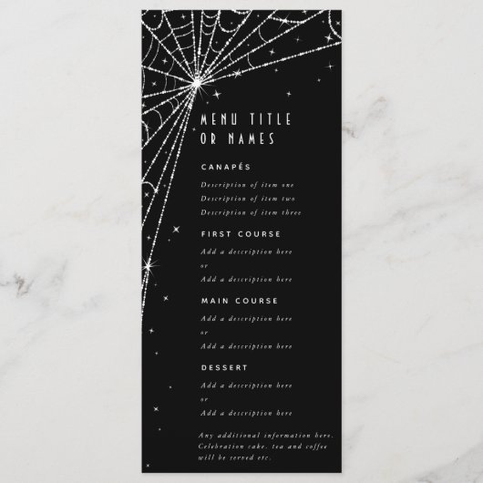 Menu Elégant Black Diamond Spider Web Flat 4 Parcours (Devant)