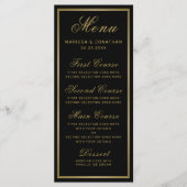 Menu Elegant Black Gold Script Chic Wedding (Voorkant)