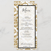 Menu Elégant Black Gold Vintage Wedding (Devant / Derrière)