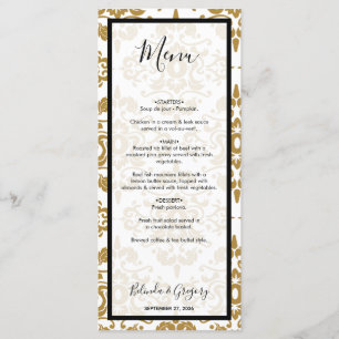 Menu Elégant Black Gold Vintage Wedding