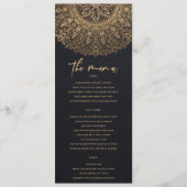 MENU ÉLÉGANT BLACK OR CLASSIQUE ORNATE MANDALA MARIAGE (Devant)