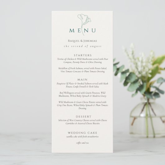 Menu Elegant black white Script Double Side Wedding  (Debout devant)
