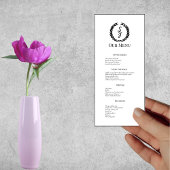 Menu Élégant blanc avec Mariage de couronne de monogram