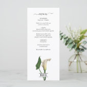 Menu Elégant blanc Calla Lily Vert Mariage botanique (Debout devant)