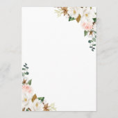 Menu Élégant blanc et rose pâle Magnolia Mariage floral (Dos)