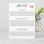 MENU ÉLÉGANT BLANC PERSONNALISABLE MODERNE MARQUE VÉRIF (Debout devant)
