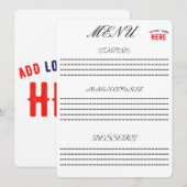 MENU ÉLÉGANT BLANC PERSONNALISABLE MODERNE MARQUE VÉRIF (Devant / Derrière)
