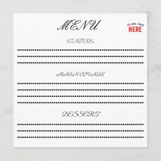 MENU ÉLÉGANT BLANC PERSONNALISABLE MODERNE VERIFIED MAR (Devant)
