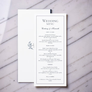 Menu Élégant blason de monogramme cadre bleu poussiéreu