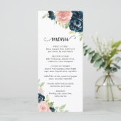 Menu Elégant bleu bleu marine bleu Mariage floral (Debout devant)