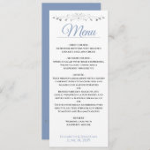Menu Elégant bleu et argent Filigree avec Mariage de co (Devant / Derrière)