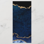 Menu Elégant bleu et or Parties scintillant Agate Mari (Dos)