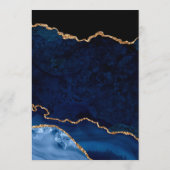 Menu Elégant bleu et or Parties scintillant  Agate Mari (Dos)