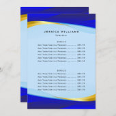 Menu Elégant Bleu Gold Business Price List (Devant / Derrière)