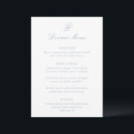 Menu Elégant bleu outresque Mariage traditionnel<br><div class="desc">Menus mariage de style classique avec un design simple et intemporel,  avec un script élégant et des polices serif traditionnelles.</div>