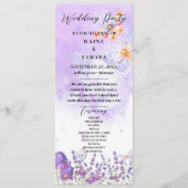 Menu Elégant Bleu Papillon Rustique Mariage d'aquarelle (Devant)