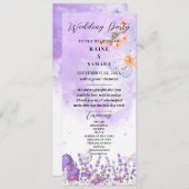 Menu Elégant Bleu Papillon Rustique Mariage d'aquarelle (Devant / Derrière)