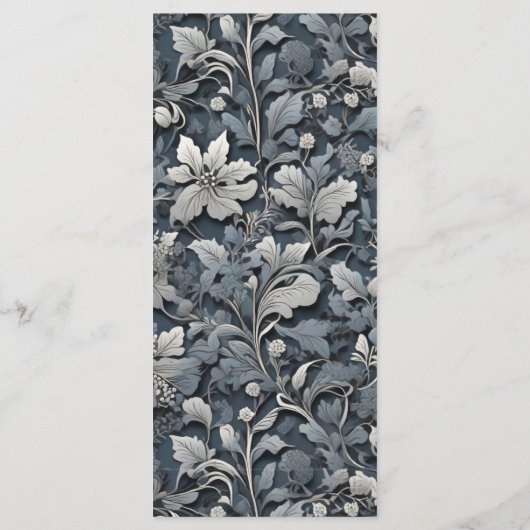 Menu Elégant bleu poussiéreux argent blanc gris gris fl (Dos)