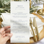 Menu Élégant bleu poussiéreux écriture double face mari<br><div class="desc">Élégant menu de mariage noir et blanc écriture double face avec message au dos sur la carte</div>