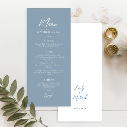 Menu Élégant Bleu Poussiéreux Simple Calligraphie Maria