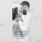 Menu Élégant Blue Floral Library Mariage de couverture (Dos)