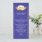 Menu Elegant Blue & Gold Mariage Table (Debout devant)