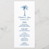 Menu Elégant Blue Palm Tree Plage tropicale Mariage (Devant)