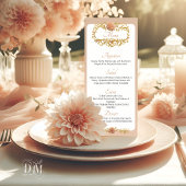 Menu Elegant Blush Dahlias Golden Script Wedding