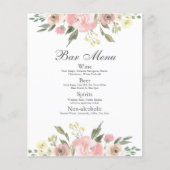 Menu Elegant Blush Pink Floral Wedding Bar (Voorkant)