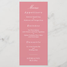 Menu Elegant Blush Pink Wedding