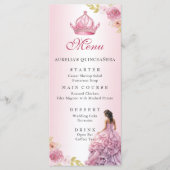Menu Elégant Blush rose Floral Quinceañera Anniversaire (Devant)