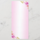 Menu Elégant Blush rose Floral Quinceañera Anniversaire (Dos)