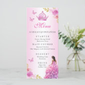 Menu Elégant Blush rose Floral Quinceañera Anniversaire (Debout devant)