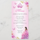 Menu Elégant Blush rose Floral Quinceañera Anniversaire (Devant)