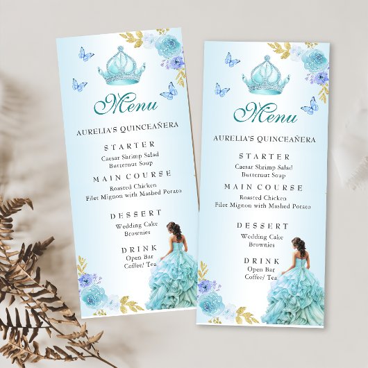 Menu Elégant Blush violet Floral Quinceañera Anniversai