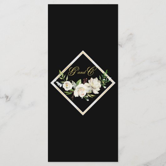 Menu Elegant Boho Black Floral Wedding (Achterkant)